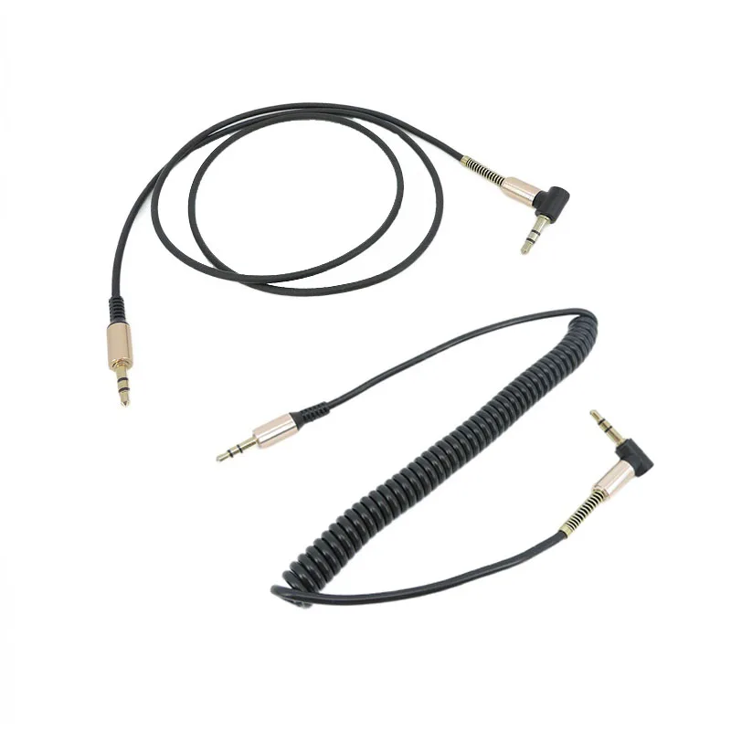 

3pole stereo 3.5mm Jack AUX Audio Male to male spring extend Cable 90 Degree Right Angle Speaker for PC Headphone gold plated e1