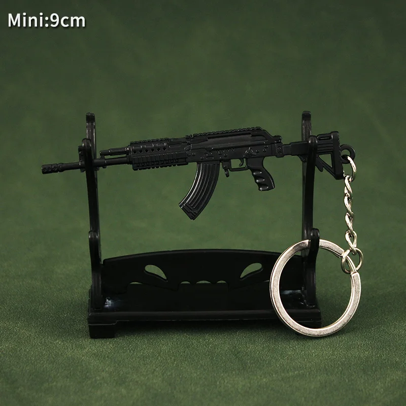 PUBG Gun Keychain Metal Mini M762 Weapon Model CS GO M1896 P911 M416 98K M24 Alloy Key Chain Fans Collectible Jewelry Wholesale