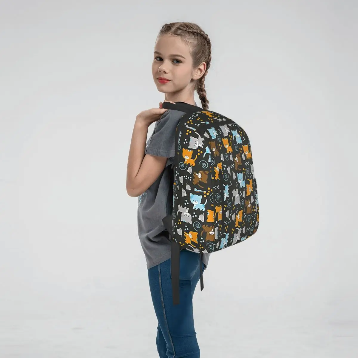 Gray Ginger And Siamese Kittens Cats Backpack Large Capacity Boys Girls BookBag School Bag Shoulder Bags for Men Women