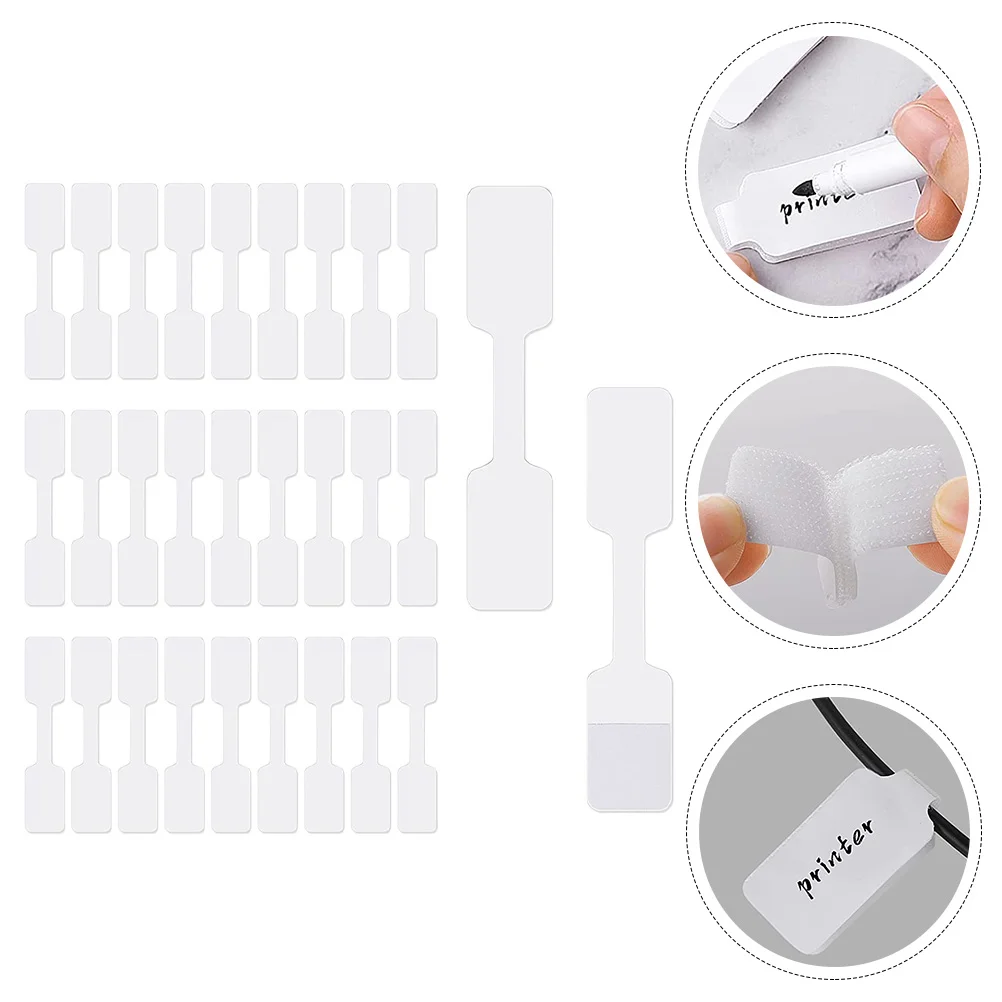 100 Pcs White Cable Label Management Labels Blank Cord Electric Wire Reusable for School Paper Office Heat-resistant Flexible