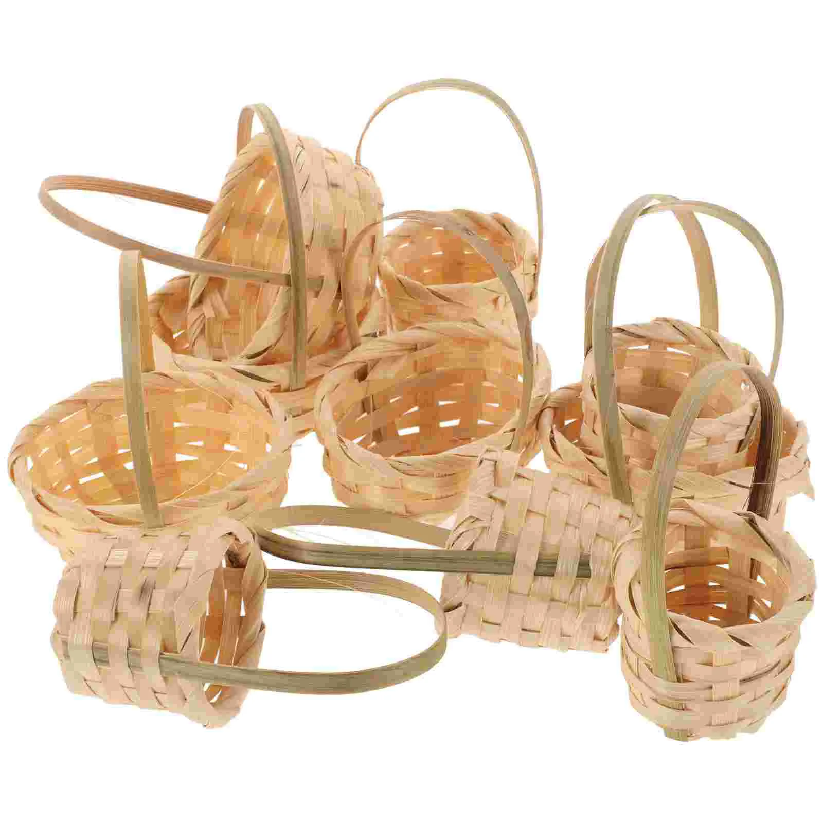 

Dollhouse Basket 10pcs Round Woven Basket With Handles Miniature Willow Serving Tray For Crafts Dollhouse Accessories Landscape