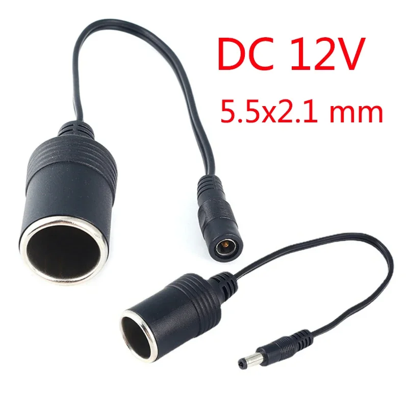 Conector hembra de 12V para encendedor de cigarrillos de coche, adaptador de Cable de cargador DC 5,5*2,1mm 5A Amper UPS, conector de respaldo de batería