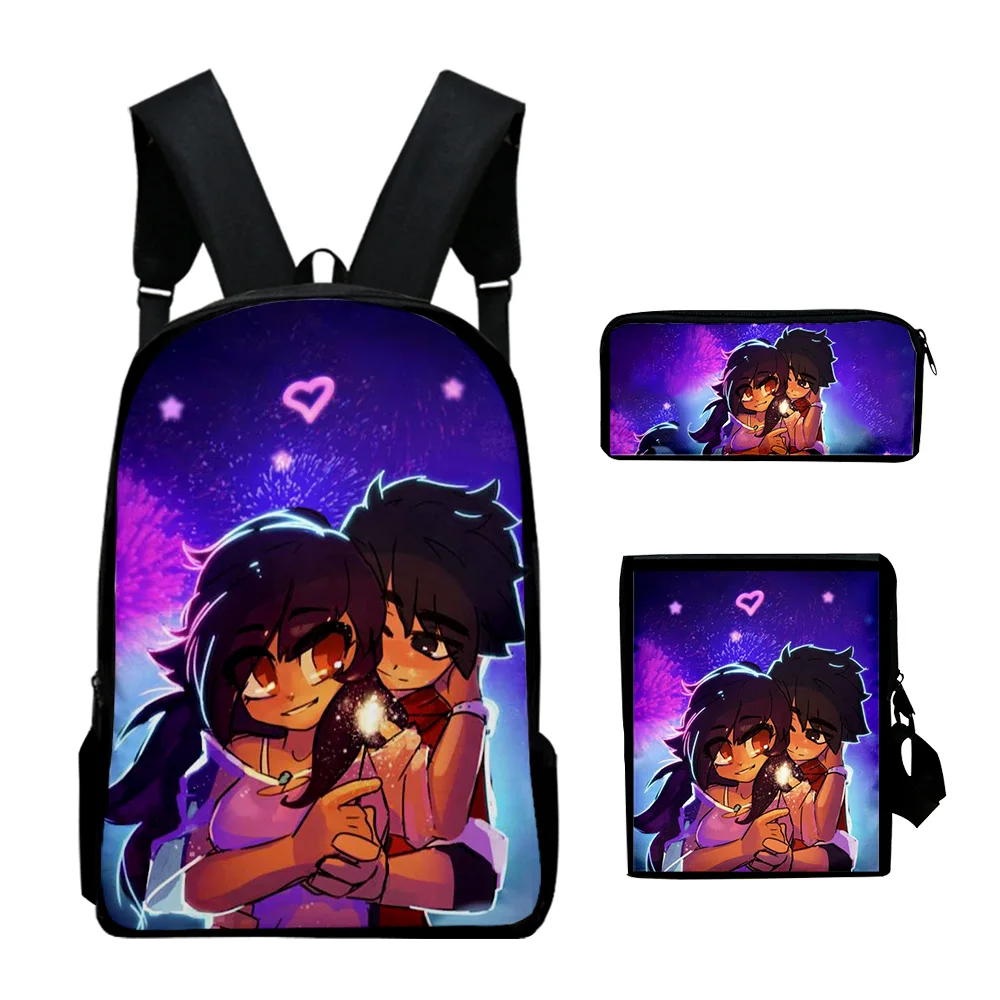 Cartoon Popular Cool Pretty Aphmau 3pcs/Set Backpack 3D Print School Student Bookbag Laptop Daypack Shoulder Bag Pencil Case