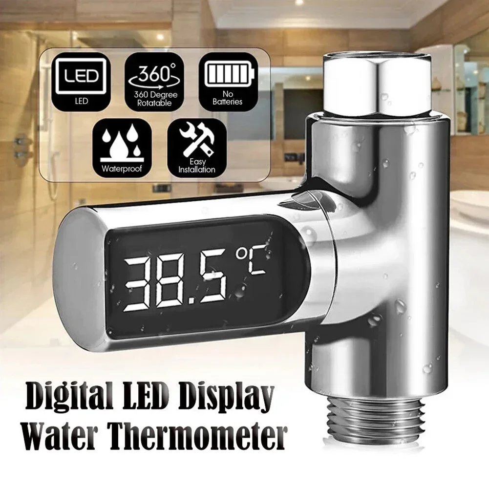 Digital Shower Temperature LED Display Water Thermometer Realtime Monitor 8-85℃ Waterproof Led Screen For Better Viewing