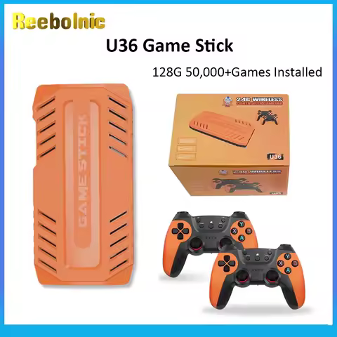 Reebolnic U36 Game Stick 128G 50,000+Games Installed 4K HD Output Retro Video Game Console 3D 40+Simulators PSP PS1 Boy Gifts