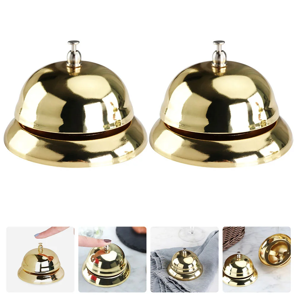 2 Pcs Vocalize Ring The Bell Dinner Table Metal Hand Bells For Bar Desk Service