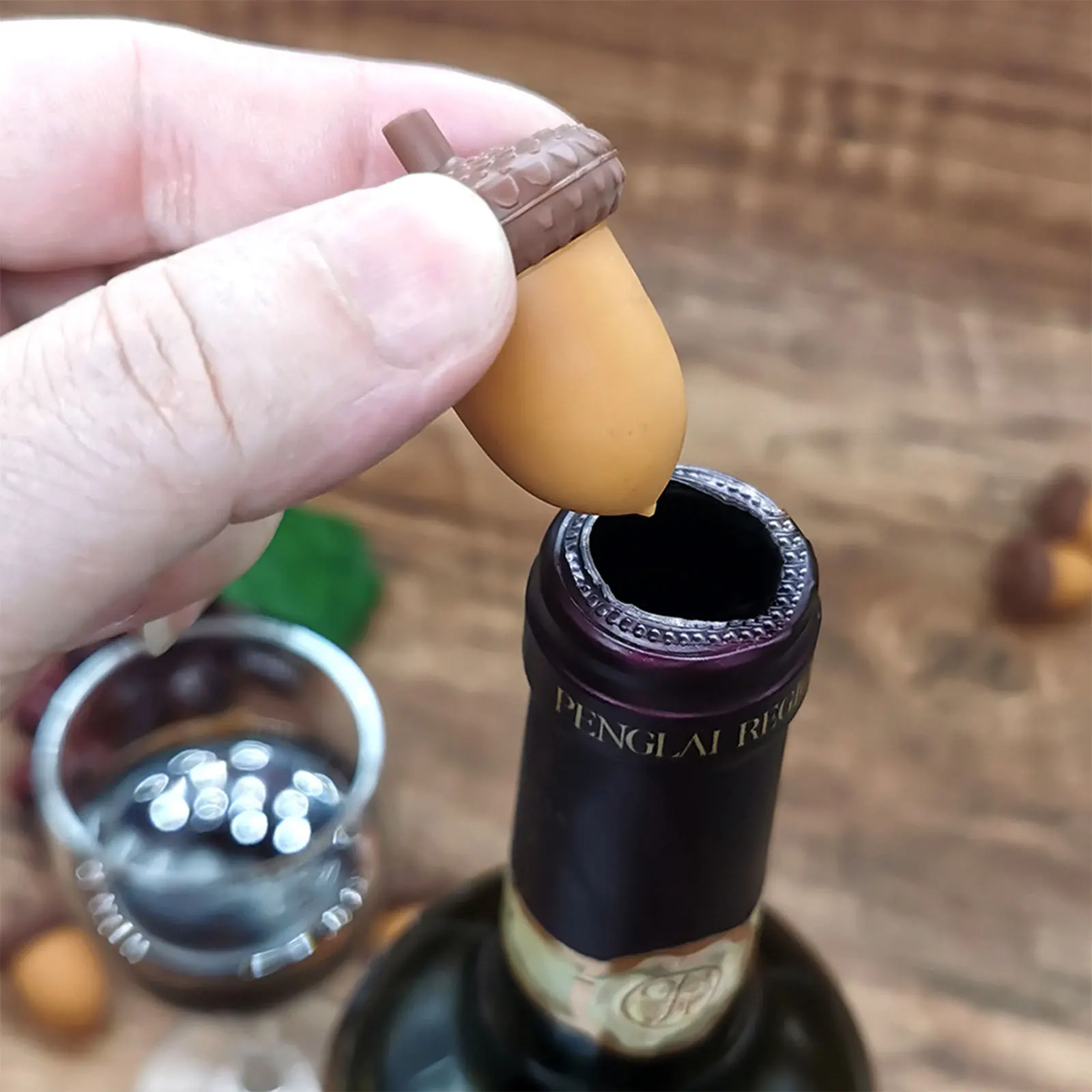 Creative Acorn Shape Bar Wine Bottle Stopper Champagne Stopper Anti-leak Food Grade Silicone Bottle Cap Wine Bottle Accessories