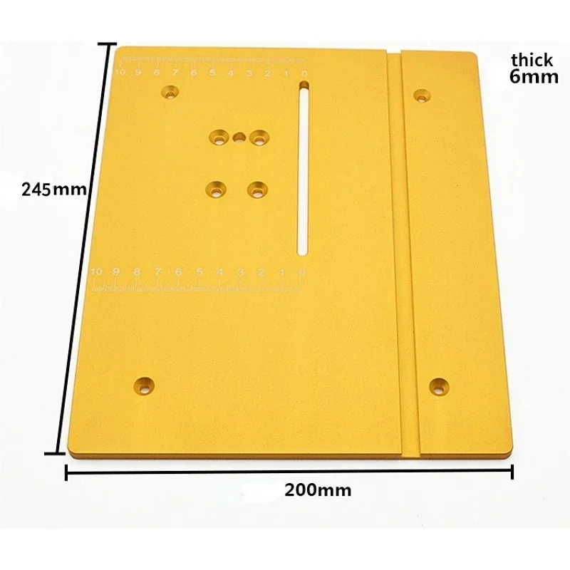 

Small New T60 Aluminum Router Table Insert Plate, 6X 245x200mm, Made Of Aluminum Alloy, Durable, For Table Saw Woodworking Workb