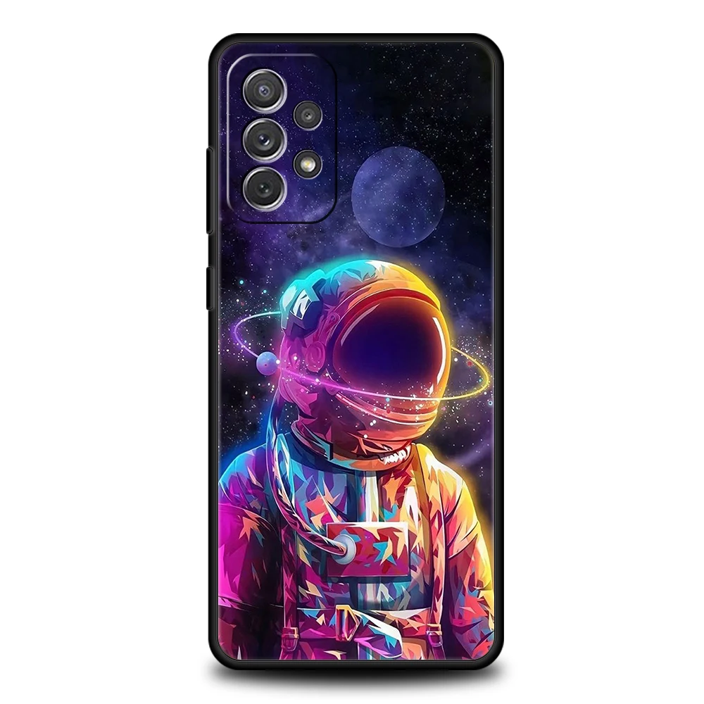 Cartoons Cute Astronaut Phone Case for Samsung Galaxy A14 A54 A34 A51 A71 A72 A73 A32 A52 A52S A01 A11 A21S A31 A41 5G TPU Shell