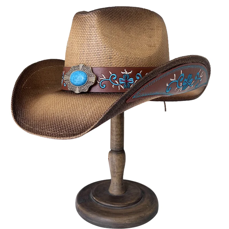 Thickened Cowboy Hat Vintage Straw Hat 2023 New Men\'s and Women\'s Jazz Large Cowboy Hat Straw Hat Sun Hat Summer Hat