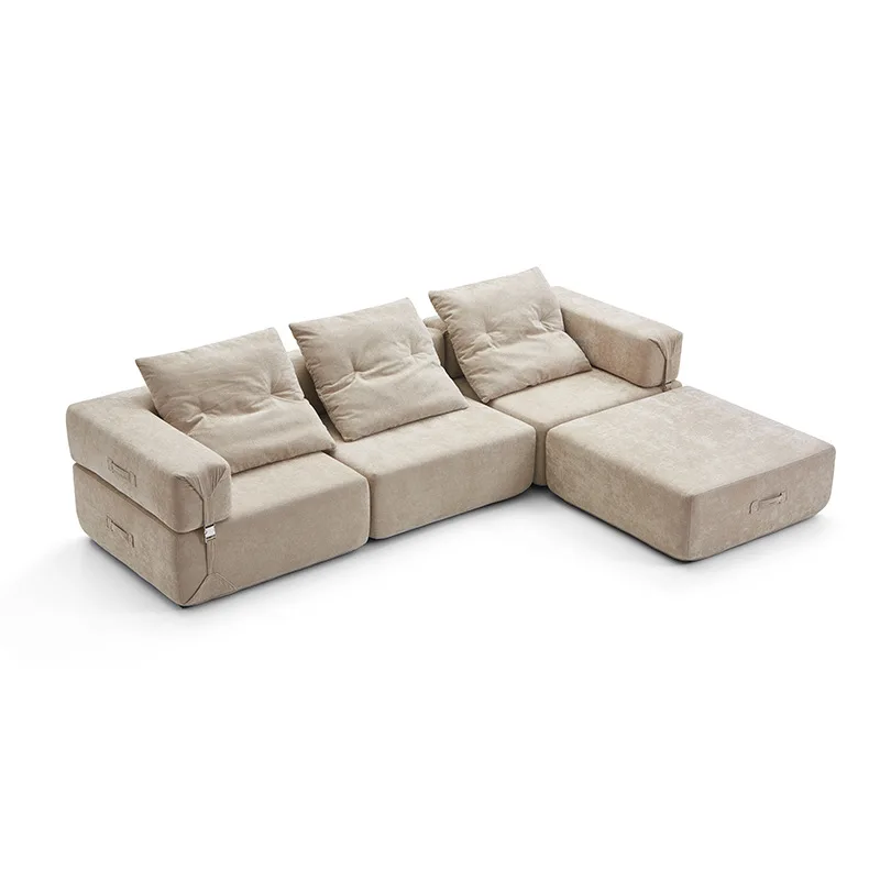 

Full sponge vacuum compression sofa living room small apartment straight folding sofa module fabric sofa free combination