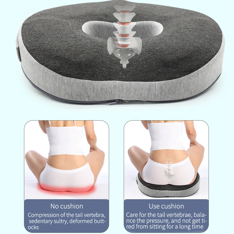 3D Orthopedic Seat Cushion Memory Foam Breathable Office Cushion Tailbone Waist Pain Relief Protect Lumbar Cushion Home Car Seat