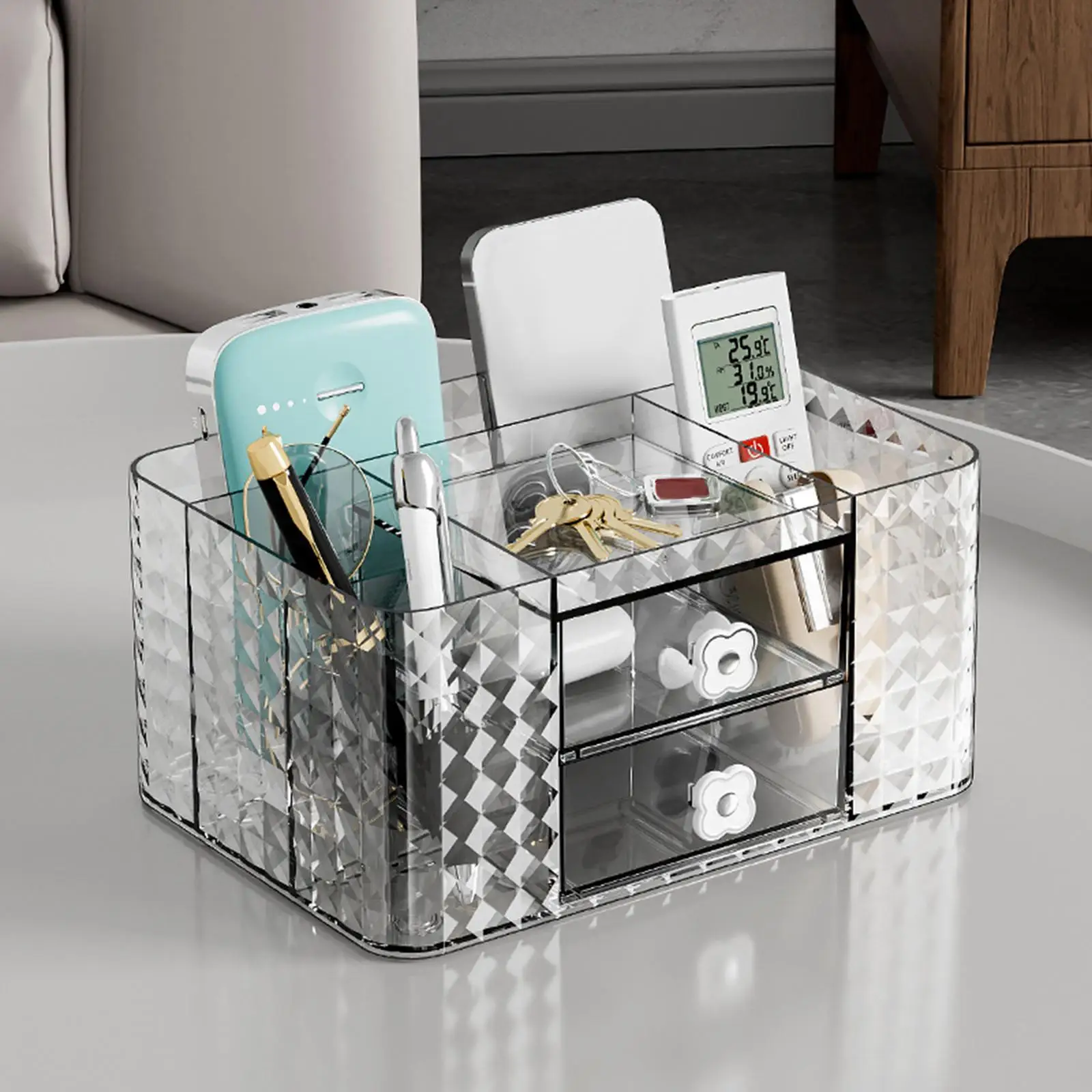 Desktop Organizer Desktop Storage Stationery Supplies Clear Multifunction Saving Space Portable Makeup Organizer for Bathroom