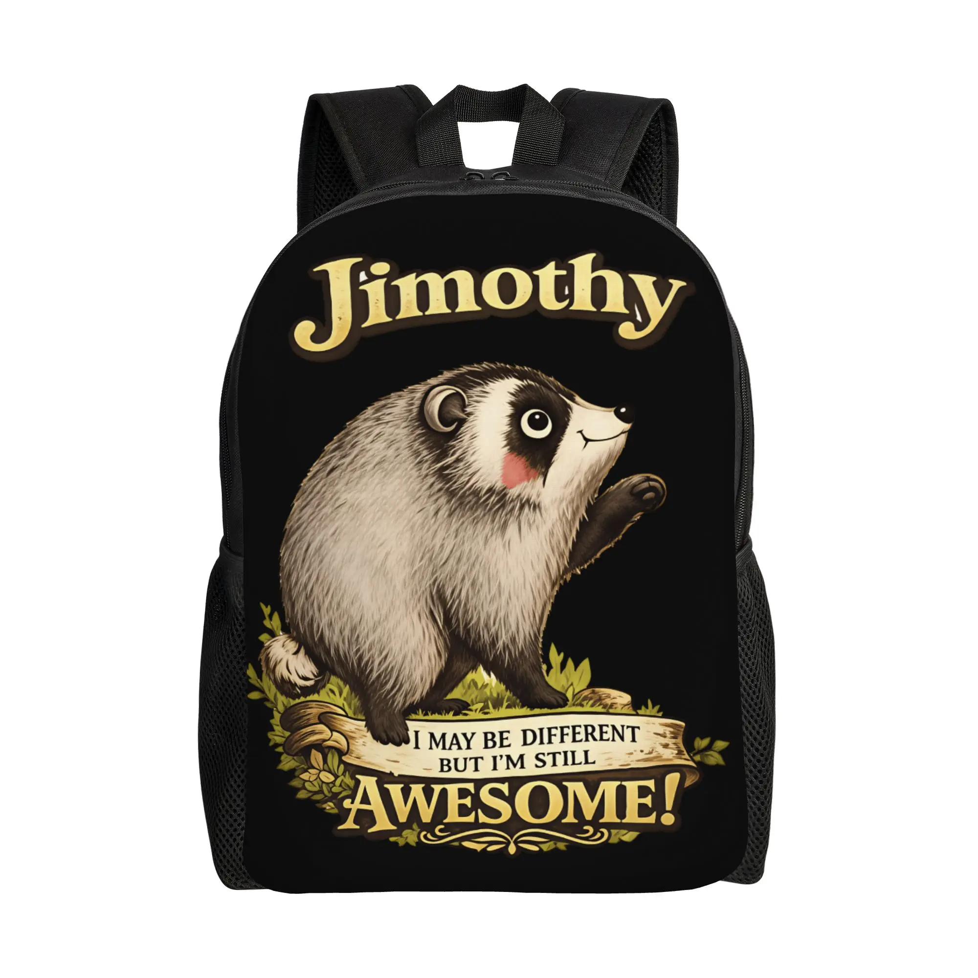 Jimothy The Raccoon Different Awesome Backpack  Sport Backpacks Unisex Designer Print High School Bags Streetwear Rucksack