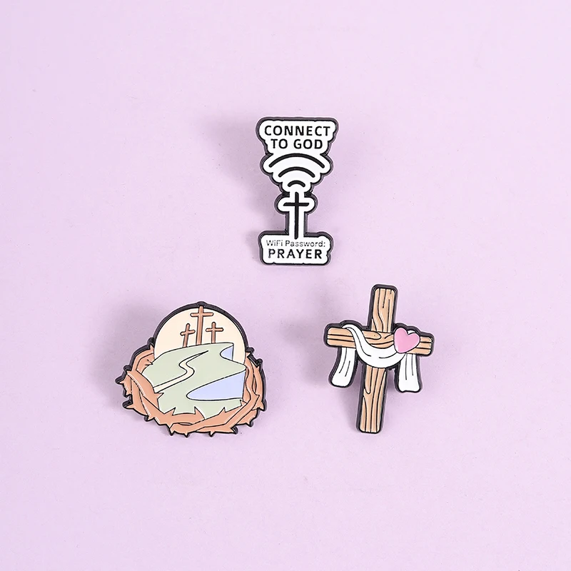 Connect to God Enamel Pins Funny Prayer WiFi Brooches Christian Quote Lapel Badges Jewelry Gift for Friends