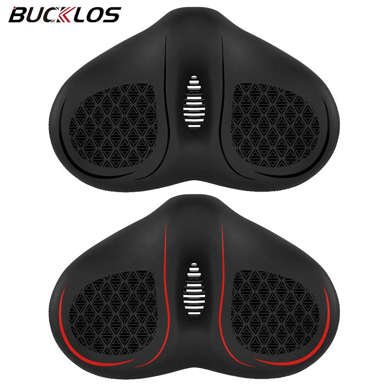 

BUCKLOS Oversized Bike Saddle Ergonomic Soft Bicycle Seat Widen Thicken Noseless Cycling Seat Cushion for Road MTB Big Pad Chair