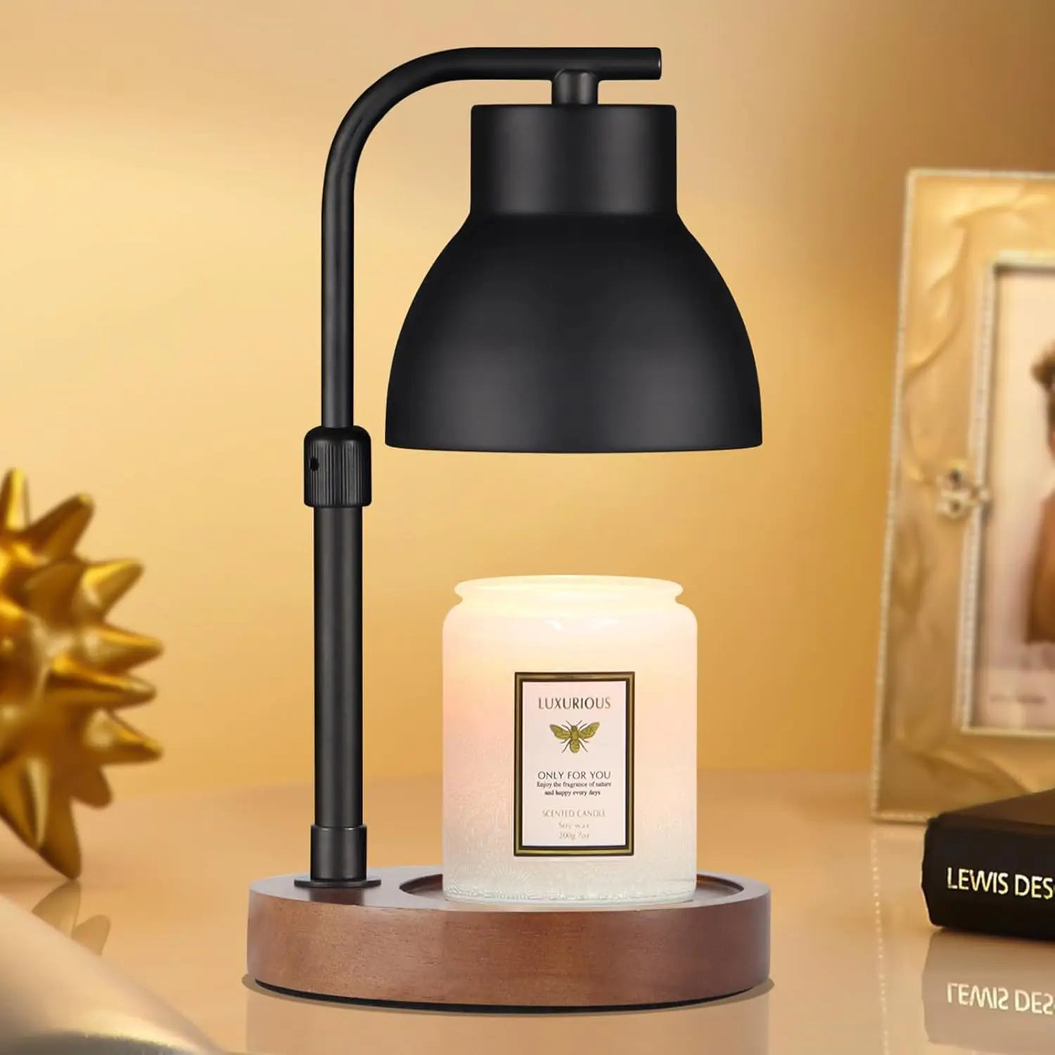 

Регулируемая по высоте лампа-подогреватель для свечей в банках, с регулировкой яркости, для декора дома и офиса, подарок, с 2 лампочками