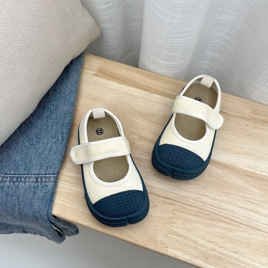 zapatillas Canvas Children Shoes Spring Autumn Girls New Shallow Mouth Baby Casual Sneakers Soft Sole Square Toe Korean Sandals