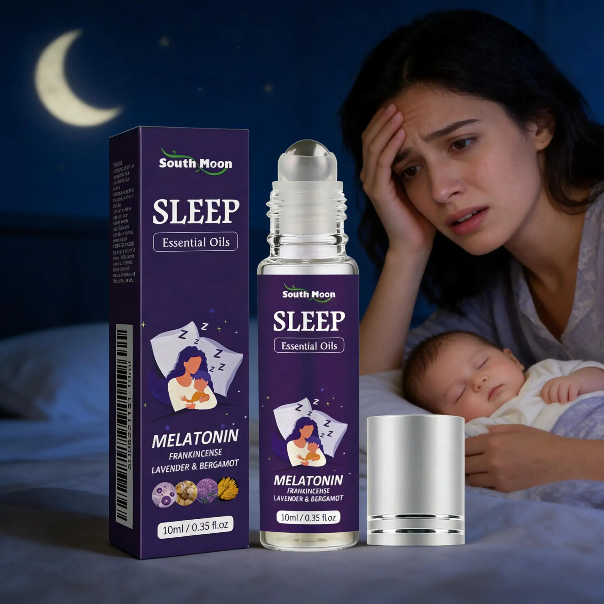 

Lavender Sleep Essential Oil Roll-On Relief Stress Promote Sleep Improve Insomnia Nature Relaxation Fragrance Sleep Aid Oil 10ml