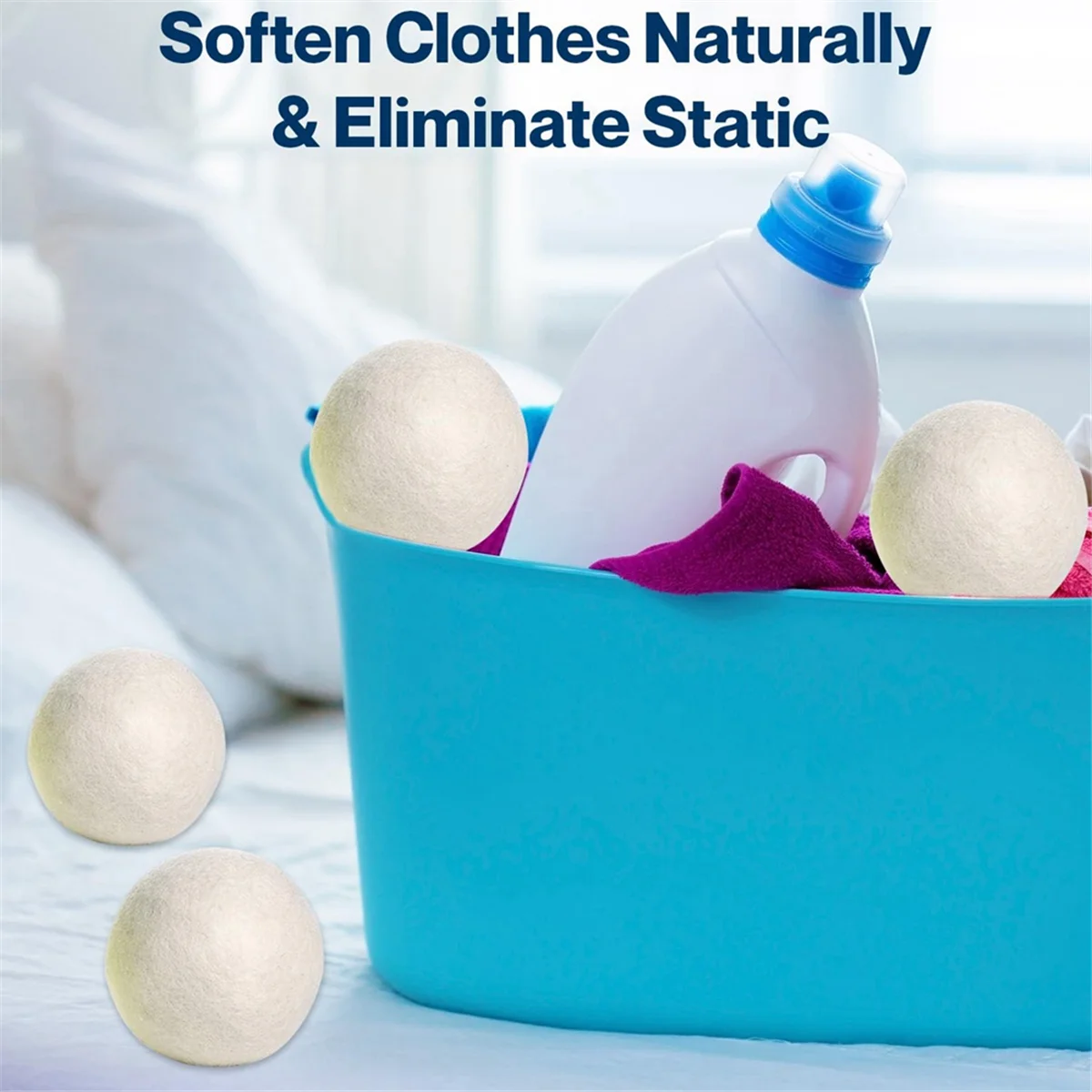 6Pcs Wool Dryer Balls- Premium Natural - Made with Wool That Replaces Dryer Sheets - Lint Remover