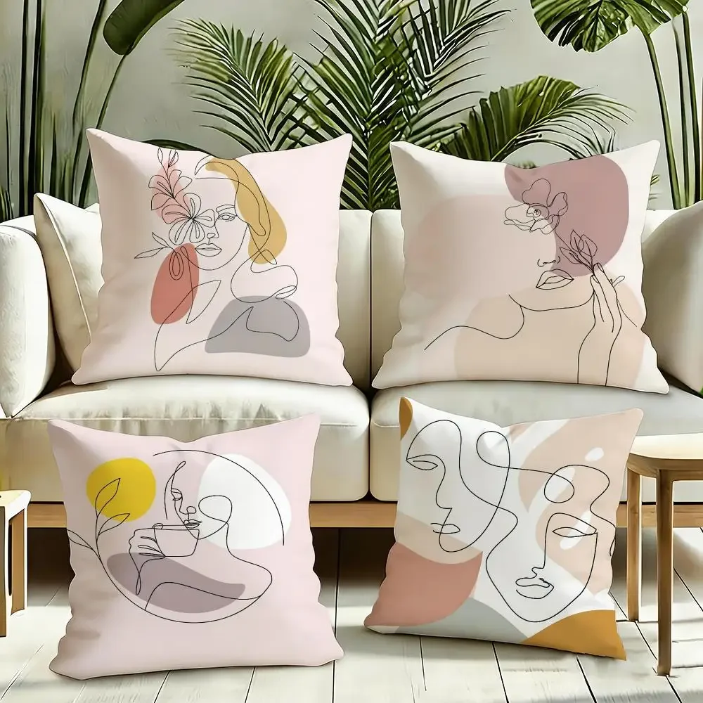 Abstract F-Face Collection Print Cushion Cover Square Decorative Sofa Cushion Cover Bedroom Room Home Decor Halloween Gift