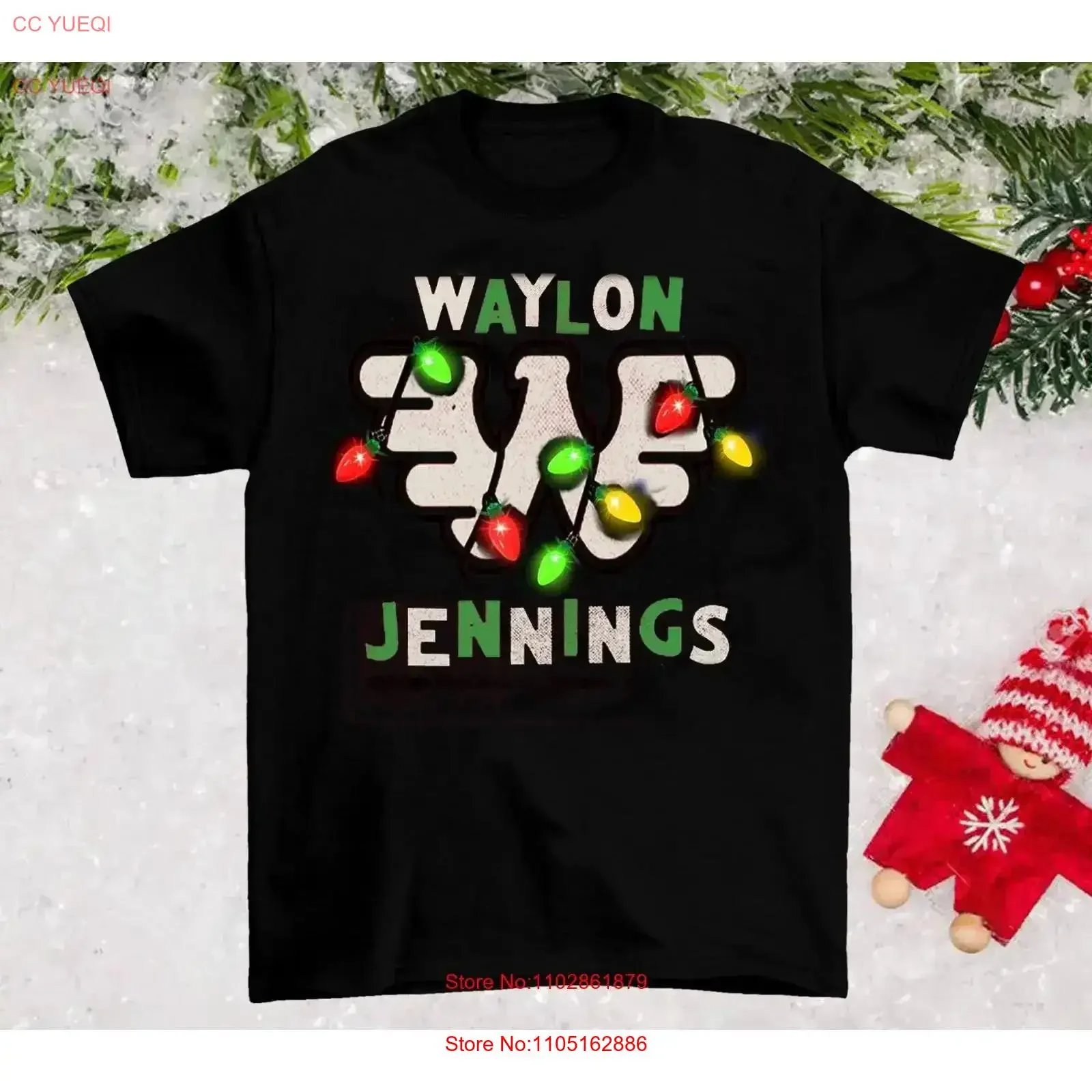 NEW Merry Christmas Waylon Jennings T Shirt For Fan 1C64 vintage Washed Slightly graphic fashion Versatile homme vintage Casual