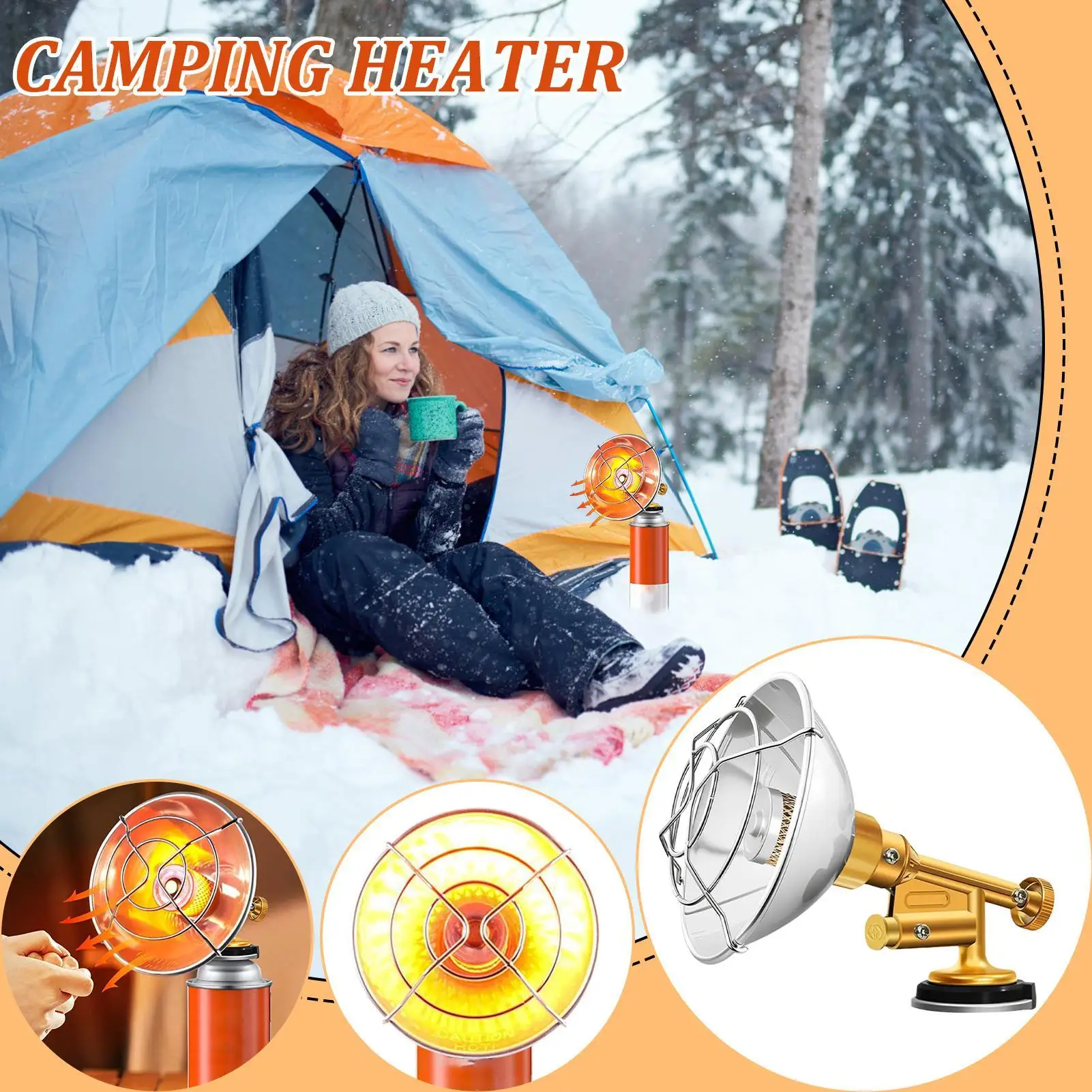 سخان التخييم المحمول في الهواء الطلق الفولاذ المقاوم للصدأ الدبابات سخان علوي مع الإشعال لحفلات خيمة التخييم جراجات الحبار