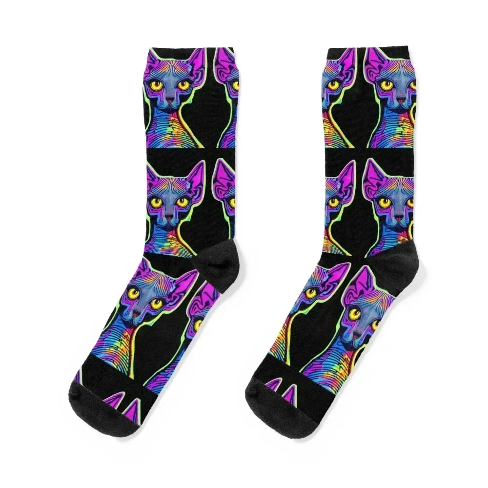 sphynx cat 41 Socks heated compression anti-slip Non-slip Mens Socks Women's