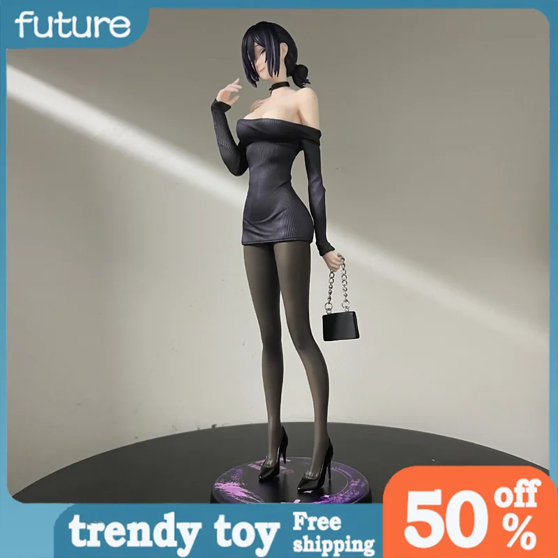 Chainsaw Man Reze High Qualit Figure Black Dress Stockings High Heels Chain Bag Pose Statue Collectible Model Maid Figures