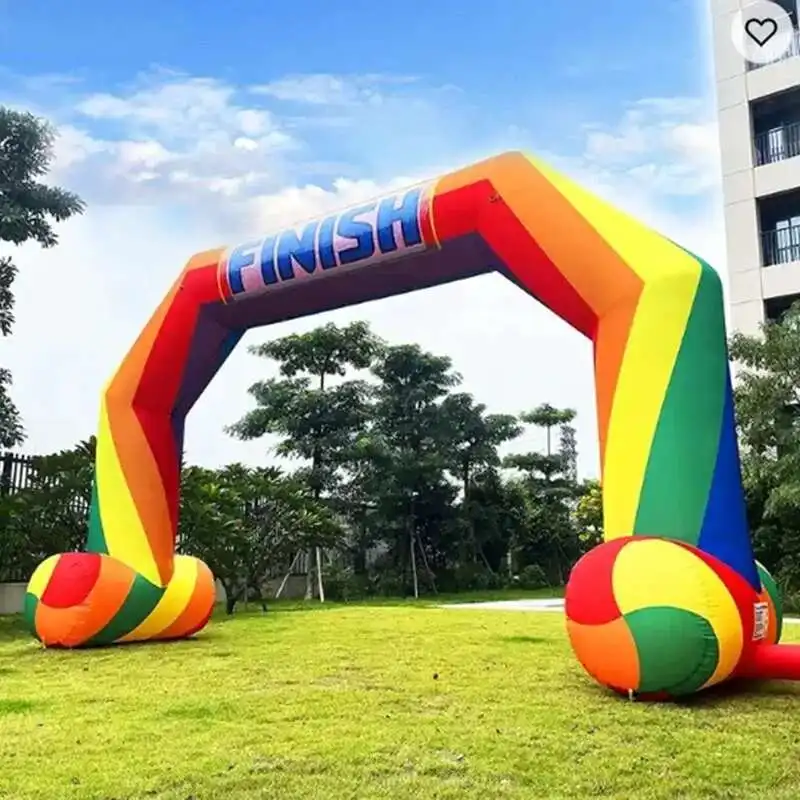 Giant Race Start Finish Line Arch With Stickers Iatable Running Gate Balloon For Outdoor Sports Advertising