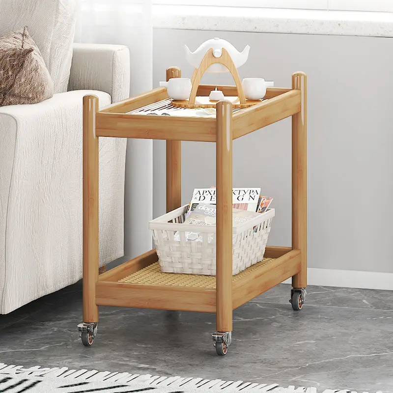 Trolley side table Portable 2-layer narrow table all-use bed living room sofa coffee table