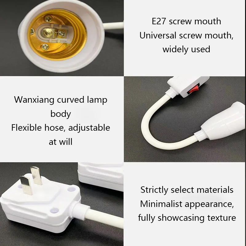 Universal E27 Lamp Bases Adjustable Rotating Holder Light Flexible Bend Mobile Test LED Light Socket Bulb Adapter Plug Switch image 5