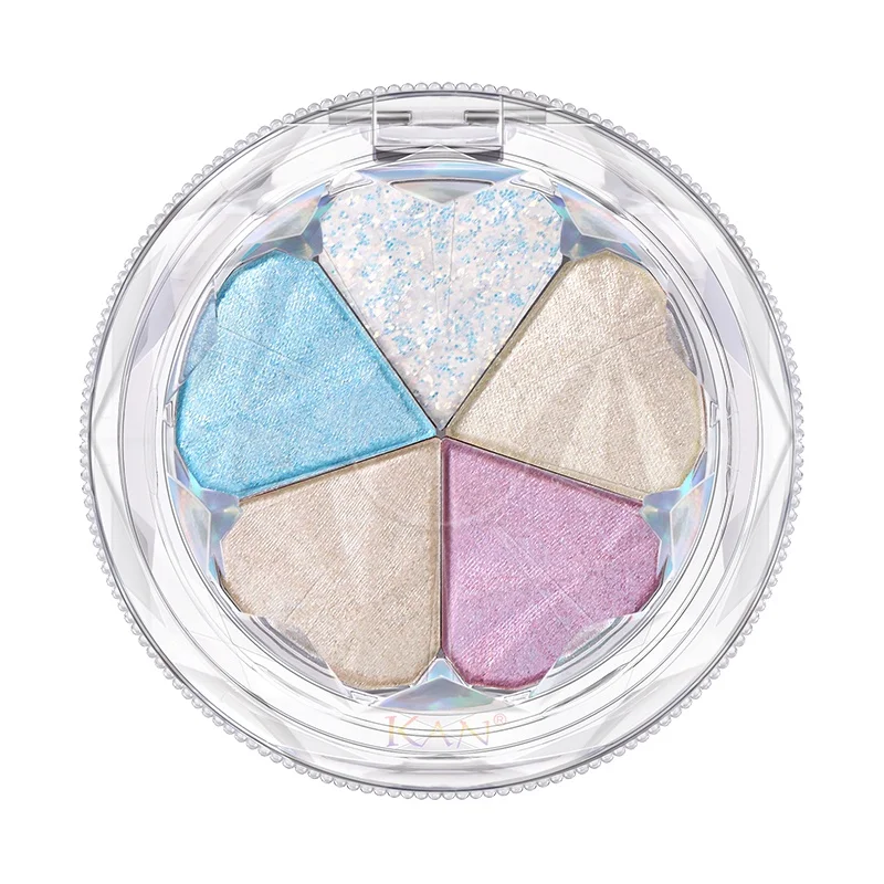 KAN Diamond Prism Palette Eyeshadow compact, five color flower popping glitter eyeshadow stage style fairy style eye makeup