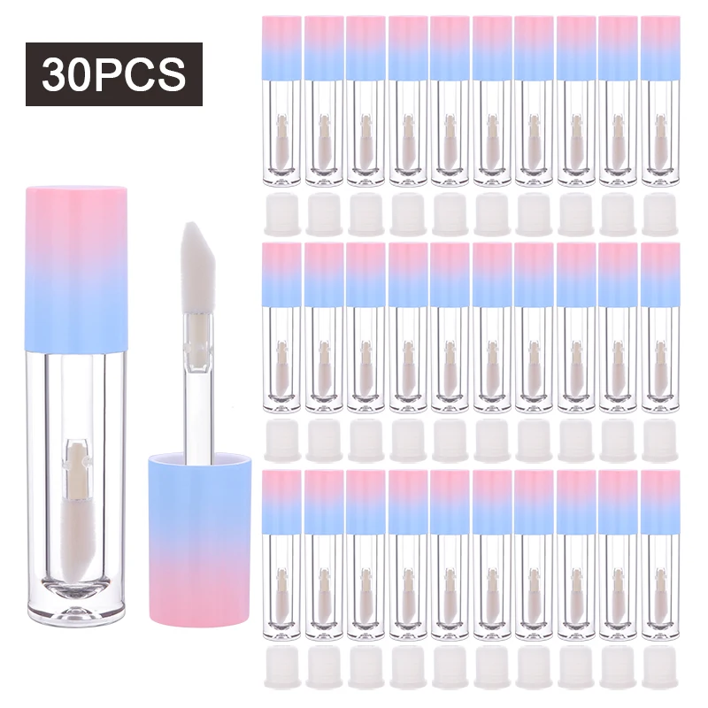 CAIYA 5ml สีฟ้าสีชมพูที่ว่างเปล่าลิปกลอส DIY พลาสติกลิปสติกคอนเทนเนอร์รอบ Lipgloss Lip Balm ขวดโลโก้ที่กําหนดเอง