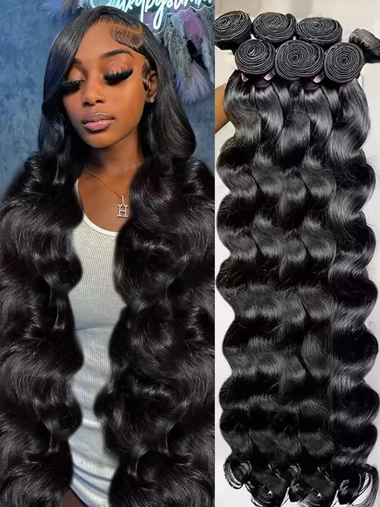 

36 40 Inch 3 4Bundle Loose Body Wave Bundles 100% Unprocessed Human Hair Natural Black 16A Brazilian Raw Hair Bundles Extensions