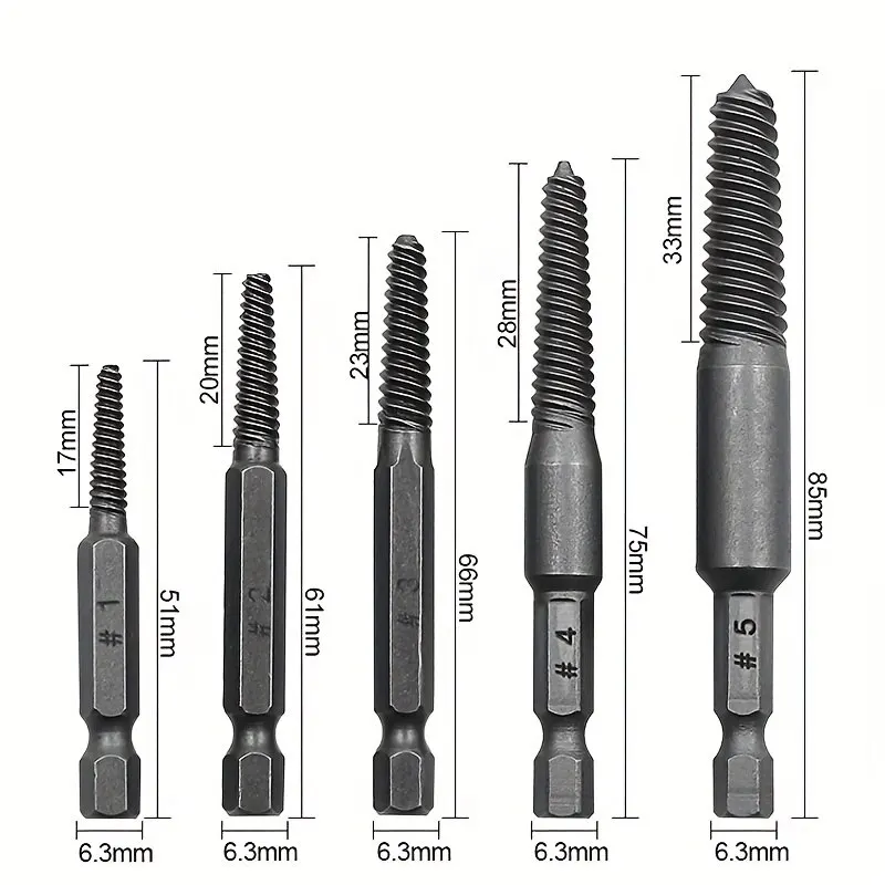 

5pcs Screw Extractor Center Drill Bits Guide Set Broken Damaged Bolt Remover Hex Shank And Spanner For Broken Hand Tool