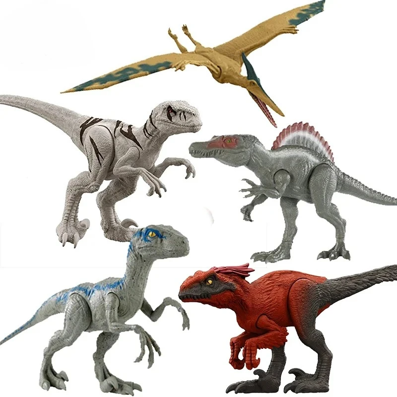 Original Jurassic World Dominion dinosaurios juguete figuras de acción modelos azul Pyroraptor juguetes para niños Dilophosaurs Atrociraptor