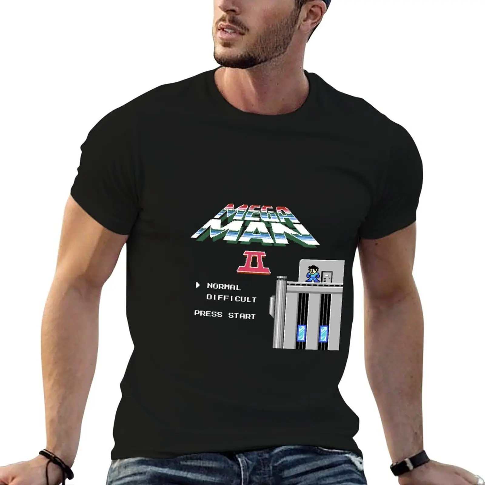 Camiseta Megaman 2 - He's up on the effin' roof, camiseta de lujo para hombre, camiseta 100 por ciento algodón