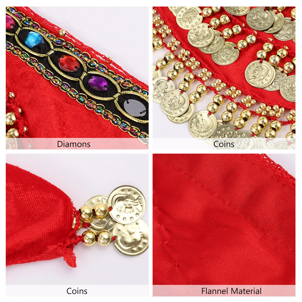 Sciarpa per fianchi con cintura creativa per danza del ventre, gialla, durevole, confortevole, con monete, diamanti, regolabile per la pratica delle prestazioni delle donne