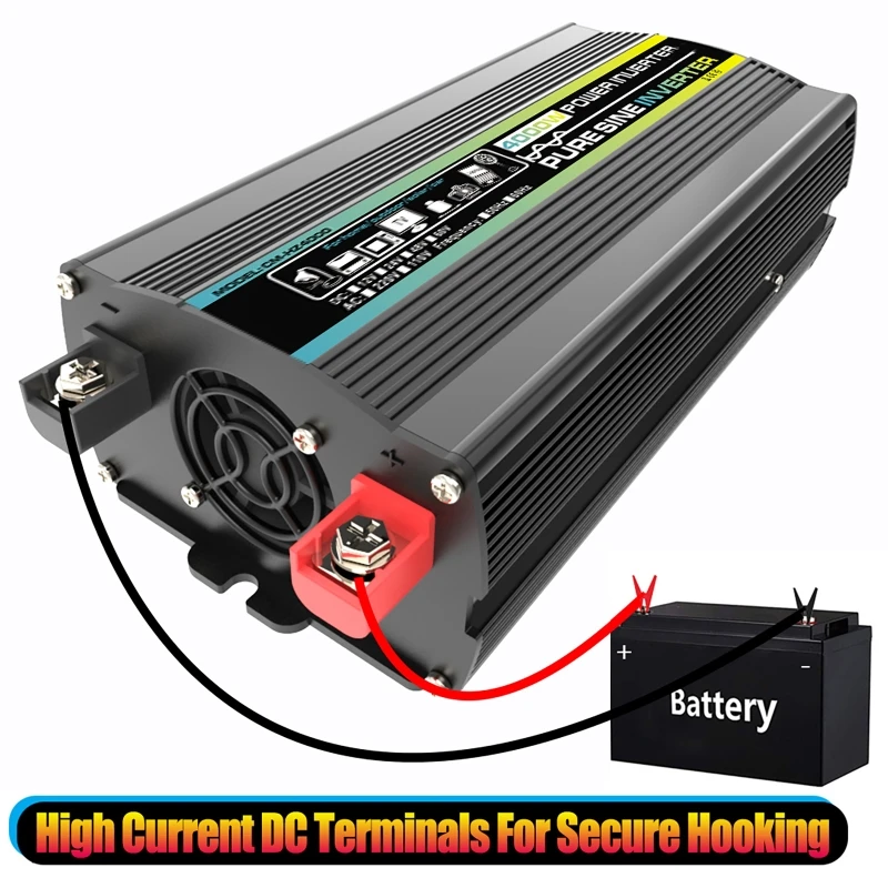 Imagem -06 - Inversor de Potência do Carro de Onda Senoidal Pura Dc12 24 48v para ac 110 220v Conversor de Soquete para Casa do Carro Inversor de Energia ao ar Livre 8000w