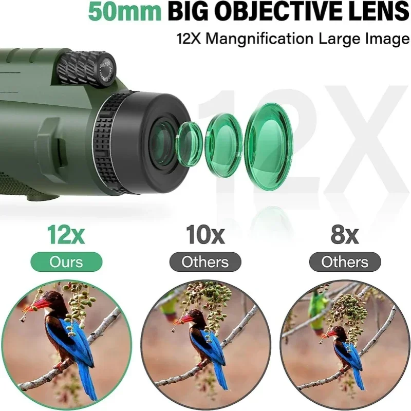 80x100 HD ZOOM Powerful Monocular Telescope Portable Binoculars Long Range Telescope Hunting Camping With Tripod Phone Clip