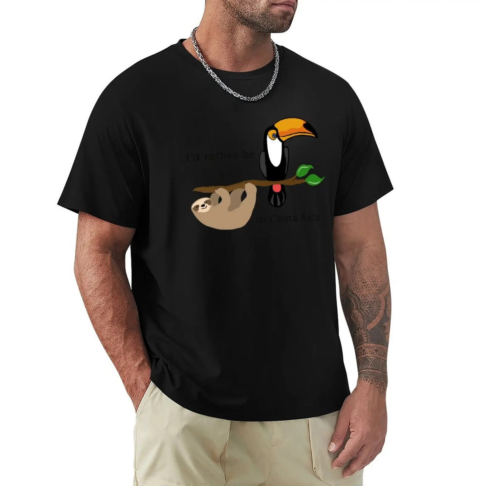 I'd rather be in Costa Rica, sloth and toucan T-Shirt Festive Simple T-Shirt