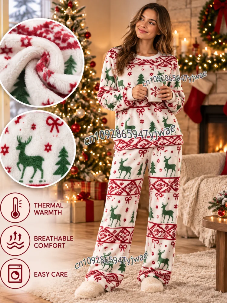 Halloween Couple Pajamas Set Men Women Warm Coral Fleece 2‑Piece Sleepwear Pumpkin Ghost Skull Print Long Sleeve Pants Homewear