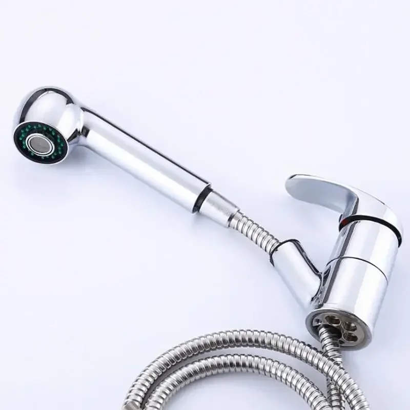 Bathroom Sink Faucet with Pull Out Sprayer,Hose, Single Handle Kitchen Basin Mixer Tap for Hot and Cold Water, 360 Degree Swivel
