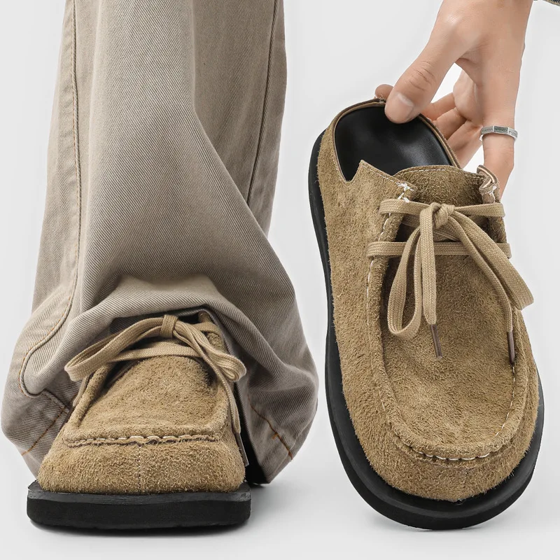 

mens casual breathable cow suede leather shoes summer flats shoe outdoors designer sneakers trendy loafers personality footwear