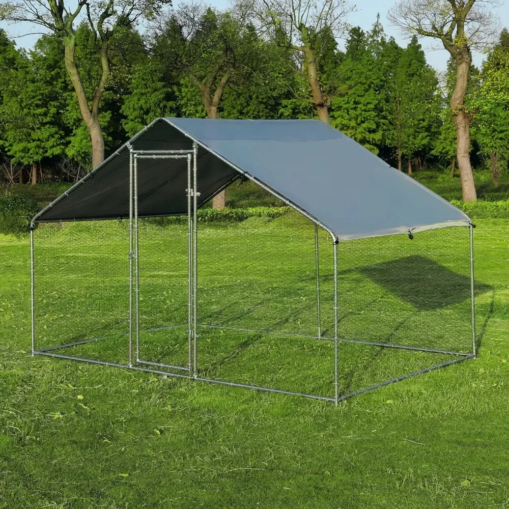 

Large Metal Chicken Coop Upgrade Tri-Supporting Wire Mesh Chicken Run,with Water-Resident and Anti-UV Cover,Chicken Pen
