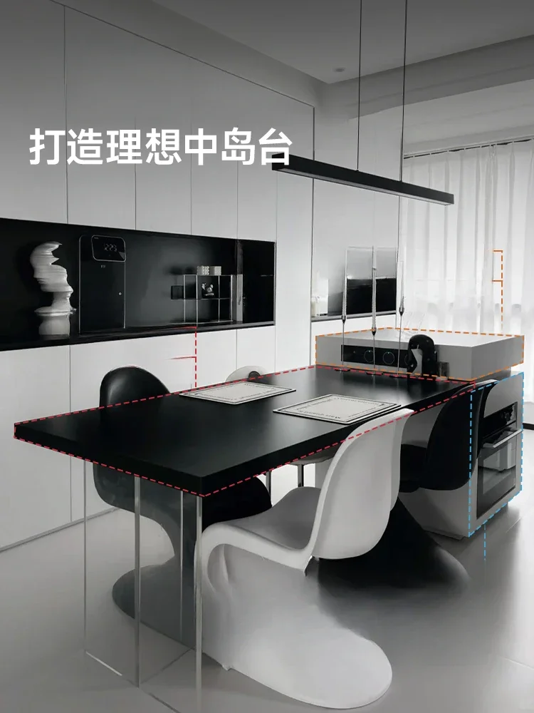 طاولة طعام على شكل جزيرة بلاطة صخرية بسيطة مدمجة، منصة توجيه منزلية لكبار السن #4