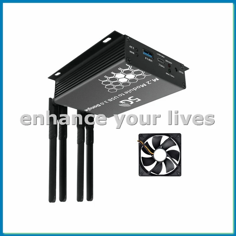 

M.2 NGFF 4G/5G Module to USB 3.0 Adapter M2 Wifi Card Converter Riser Board with Antenna Cooler Fan SIM Card Slot-VVNB