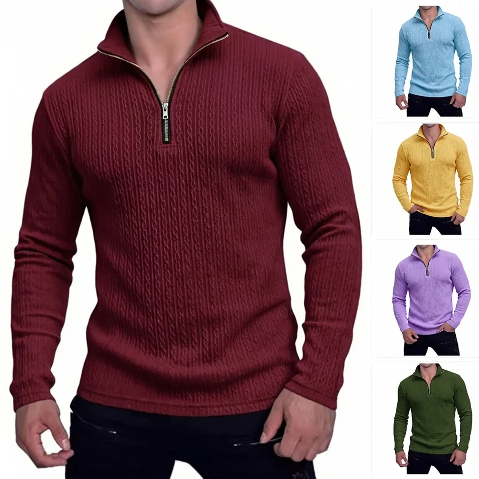 

2026 New Men Spring Autumn Short Zipper Jacquard Hoodie Fashion Desin Elegant Versatile Casual