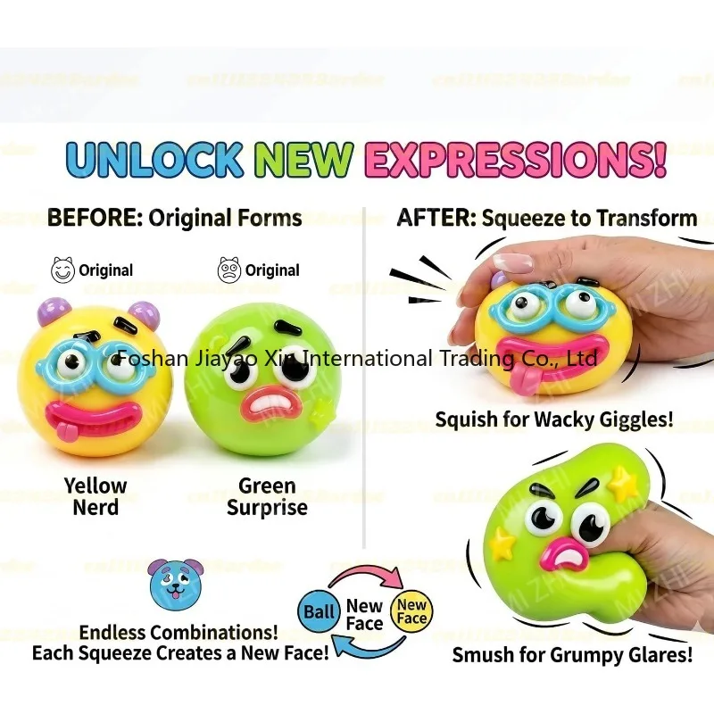 NEW Smushers Squishy, Curiosities Dog Face Swap Squishy Toy, Soft Moldable Cute Slow Rise Squeeze Toy, Relaxing Sensory S